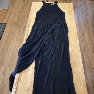 Ann Taylor Black Sheered Top Wide Leg Sleeveless Jumpsuit Size 10